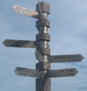 Direction Pole at Cape Point, South Africa